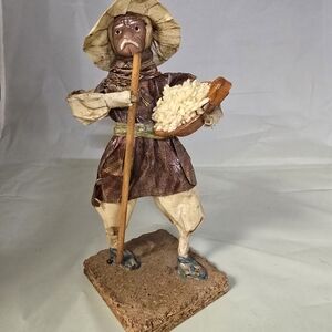 Vintage Mexican Farmer Paper Mache Folk Art With Rice